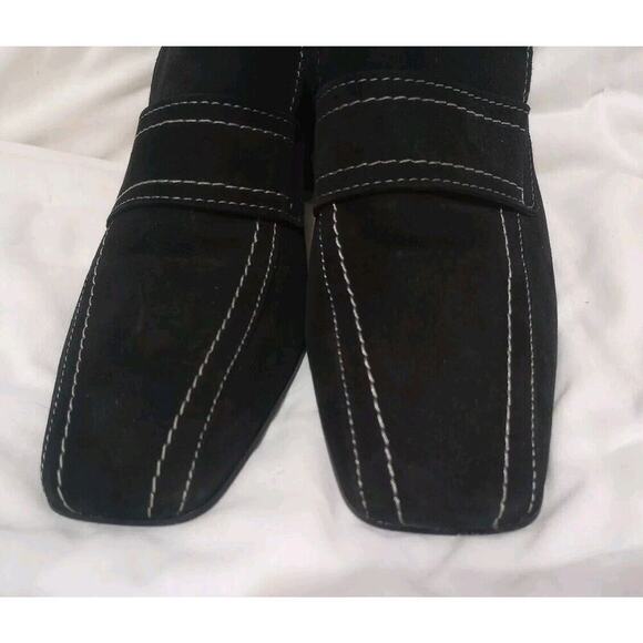 Aquatalia Carmeline Black Suede Loafer Size 8.5 Healed Black Loafer Slip On - Picture 4 of 10